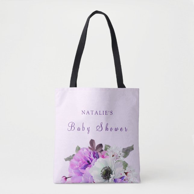 Bolsa Tote Saco de Toia do Chá de fraldas Floral Branco Puro  (Frente)