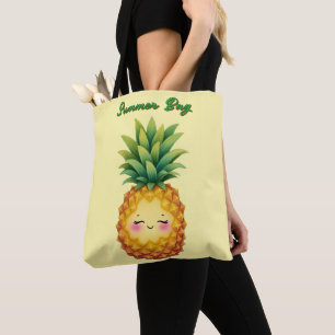 Bolsa Tote Saco de Toia Feliz de Abacaxi Summer