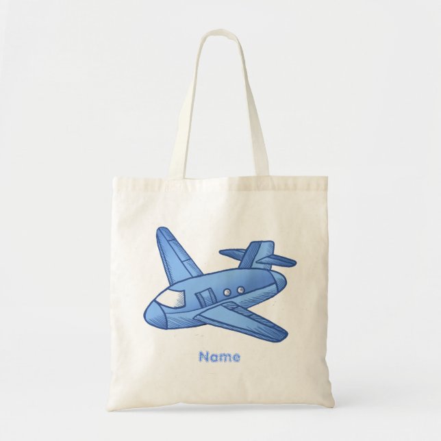 Bolsa Tote Saco de Toque Azul Claro do Avião (Frente)