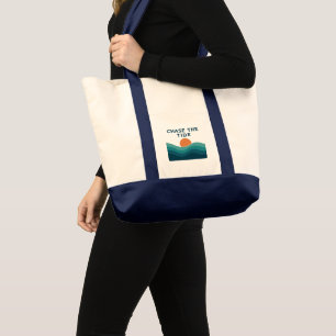 Bolsa Tote Saco de Toque das Ondas do Oceano Retro - Na moda 