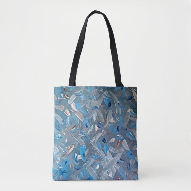 Bolsa Tote Saco de Toque de Abstrato Azul Dusty (Frente)