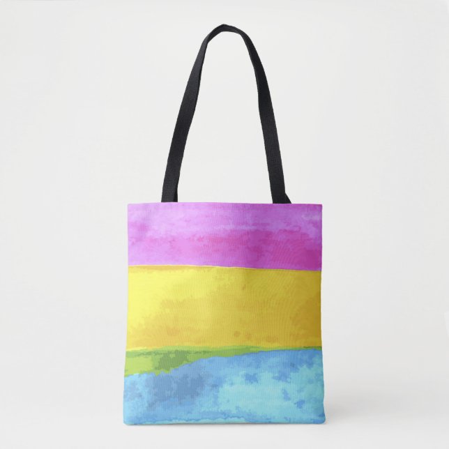 Bolsa Tote Saco de Toque de Aquarela Pansexual (Frente)