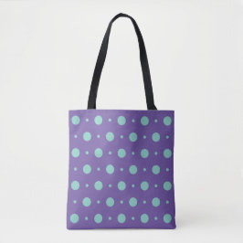Bolsa Tote Saco de Toque de Bolinhas Roxo e Aqua