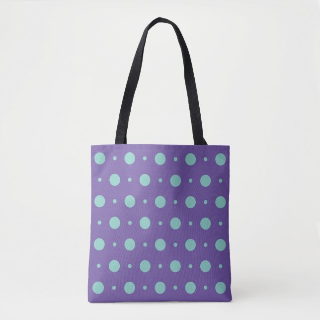Bolsa Tote Saco de Toque de Bolinhas Roxo e Aqua (Frente)