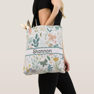 Bolsa Tote Saco de Toque de Flor Personalizado