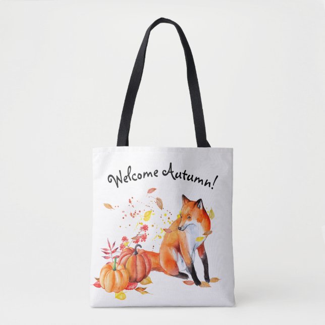 Bolsa Tote Saco de Toque de Fox de outono de Boas-vindas (Frente)