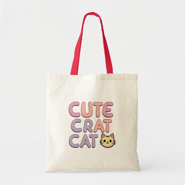 Bolsa Tote Saco de Toque de Gato de Cartoon (Frente)