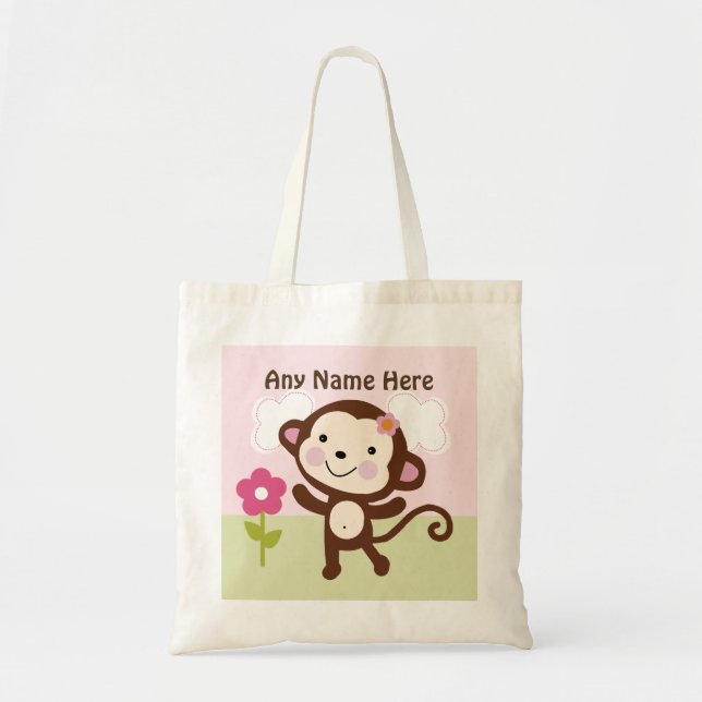 Bolsa Tote Saco de Toque de Macaco da Selva Personalizada (Frente)