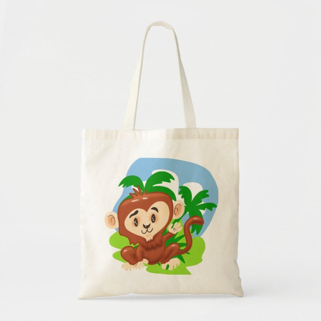Bolsa Tote Saco de Toque de Macaco de Cartoon (Frente)