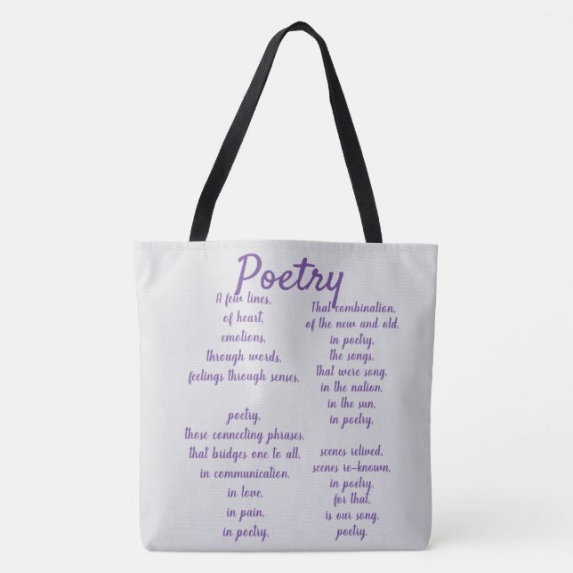 Bolsa Tote Saco de Toque de Poesia Grande Roxo (Frente)