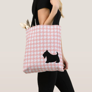 Bolsa Tote Saco de Toque de Terrier Rosa Escocês