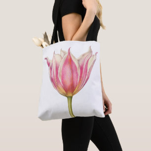 Bolsa Tote Saco de Toque de Tulipa Rosa Vintage