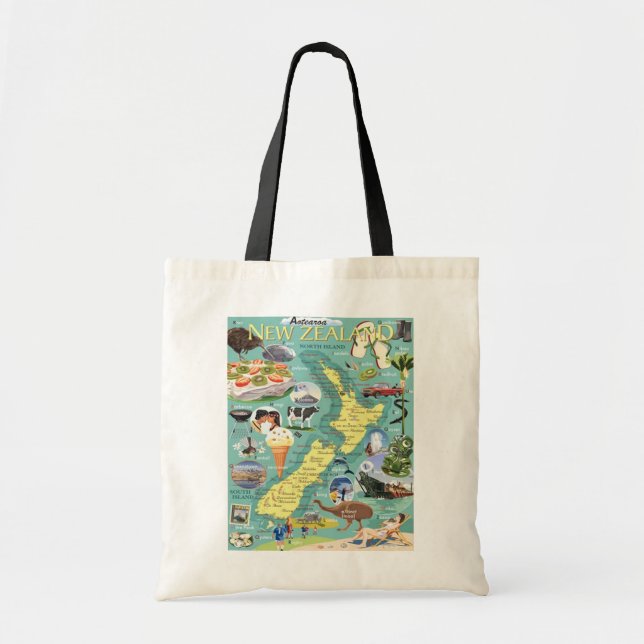 Bolsa Tote Saco de Toque do Mapa da Nova Zelândia (Frente)