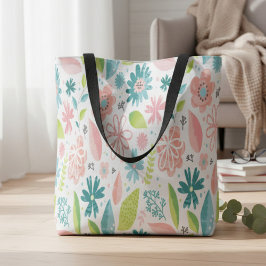 Bolsa Tote Saco de Toque Floral Rosa