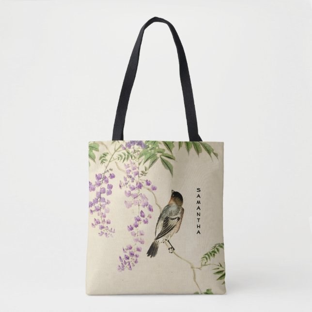 Bolsa Tote Saco de Toque Lilac Sparrow Monogramas japonês (Frente)