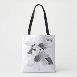 Bolsa Tote Saco de Toque Personalizado da Daisy Flower Reutil