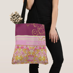Bolsa Tote Saco de Toque Rosa e Verde Diversão Chic