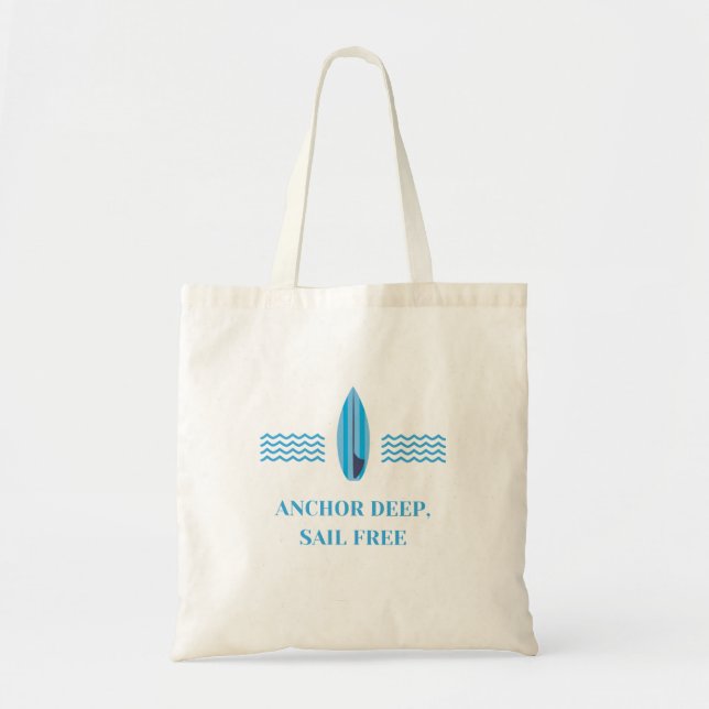 Bolsa Tote Saco de Toque Sem Âncora Profundo, Sail Free (Frente)