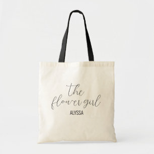 Bolsa Tote Saco de Toques com Flor de Script Manuscrito