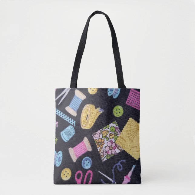 Bolsa Tote Saco de Toques das Notas de Costura (Frente)