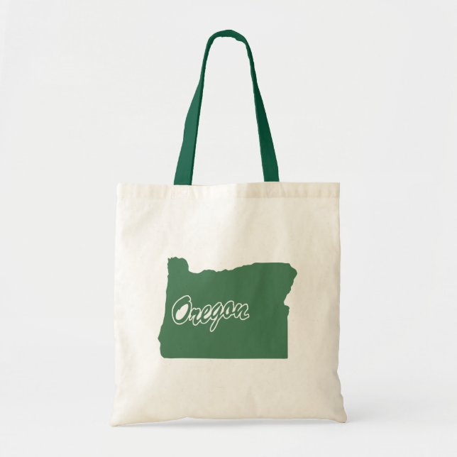 Bolsa Tote Saco De Toques De Forma De Oregon, Estado Verde Da (Frente)