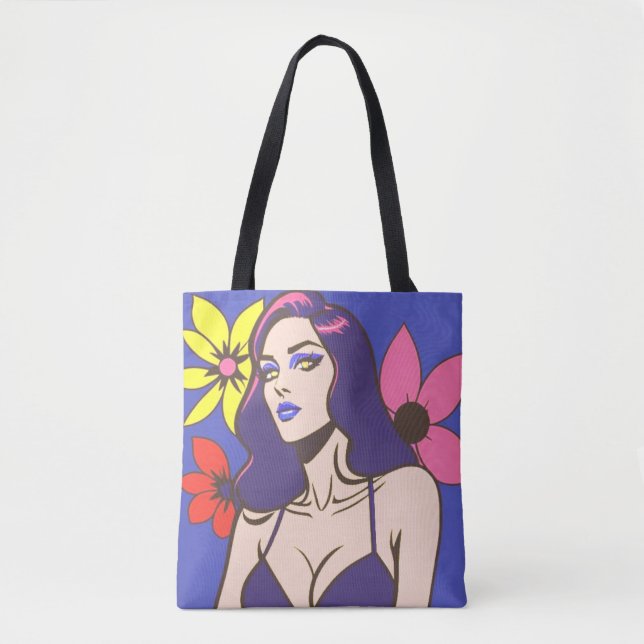 Bolsa Tote Saco de toques de mulher bonito estilo cômico (Frente)