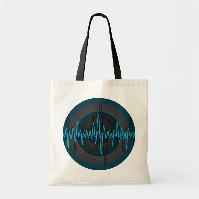Bolsa Tote Saco de toques de orçamento azul claro e escuro (Frente)