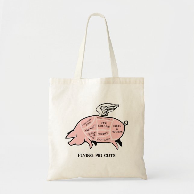 Bolsa Tote Saco de Toques de Porcos Voadores (Frente)