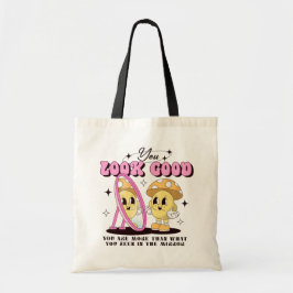 Bolsa Tote Saco de Toques de Positividade do Cogumelo Retro-C