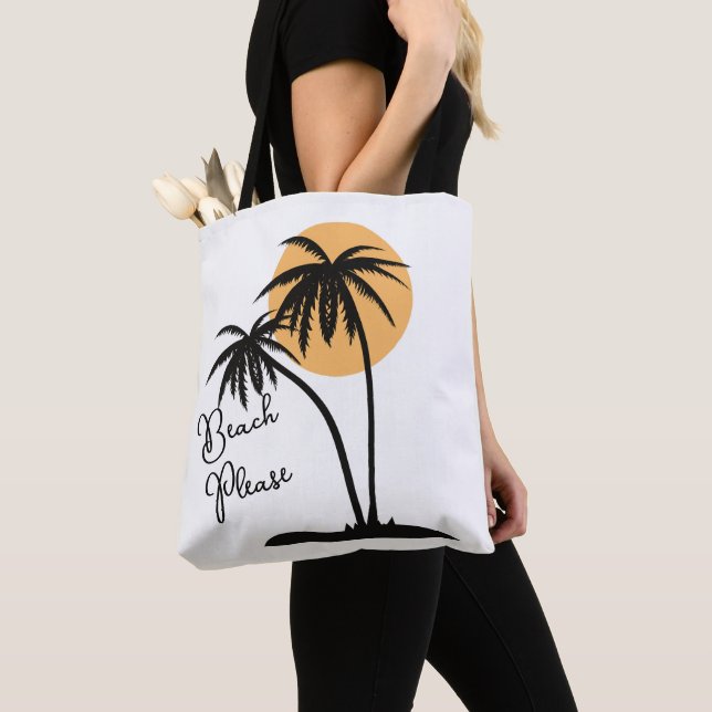 Bolsa Tote Saco de Toques de Praia Amarela Branca e Preta (Close Up)