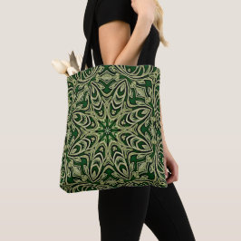 Bolsa Tote Saco de Toques Decorativo Dourado Verde