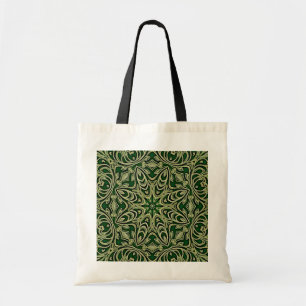 Bolsa Tote Saco de Toques Decorativo Dourado Verde