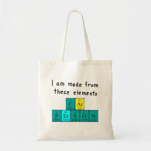 Bolsa Tote Saco de toques do nome da mesa periódica da Pessoa