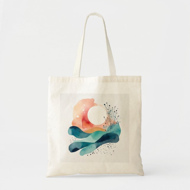 Bolsa Tote Saco de Toques Personalizado com Abstrato Sunset I (Frente)