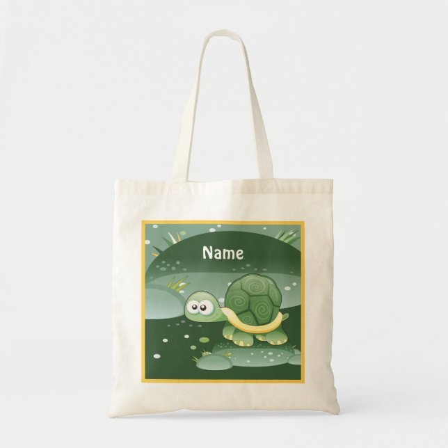 Bolsa Tote Saco de Toques Personalizado da Tartaruga Custa (Frente)