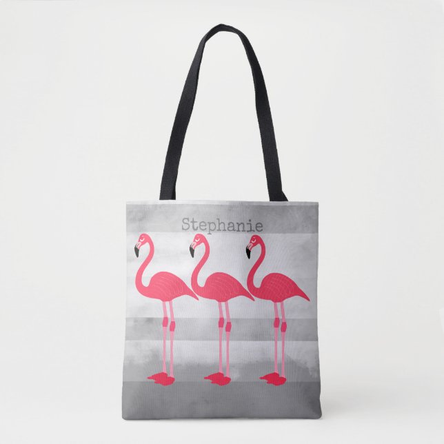 Bolsa Tote saco de toques personalizado de flamingo rosa pers (Frente)