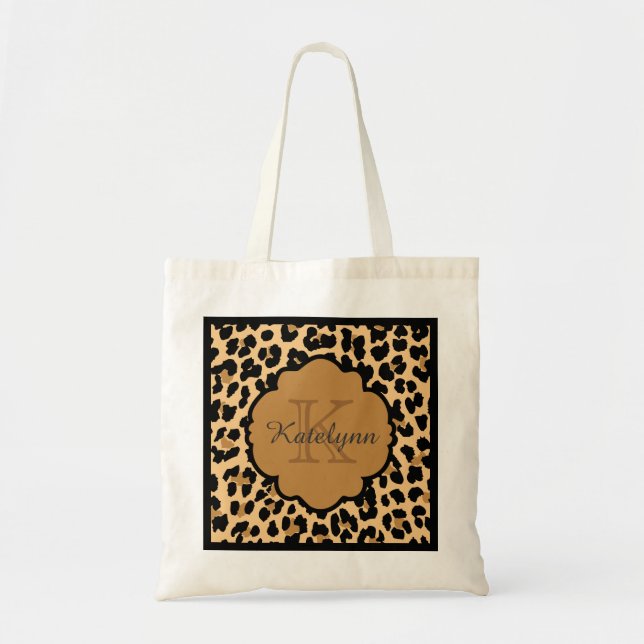 Bolsa Tote Saco de Toques Personalizado de Impressão Leopardo (Frente)