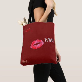 Bolsa Tote Saco de Toques Vermelho, Branco e Rosa