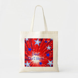 Bolsa Tote Saco de toques vermelho vermelho azul 'Seu texto'