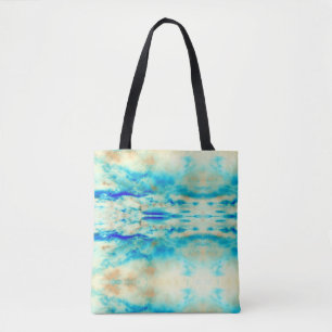 Bolsa Tote saco de tota azul-turquesa-azul-abstrato