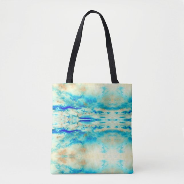 Bolsa Tote saco de tota azul-turquesa-azul-abstrato (Frente)