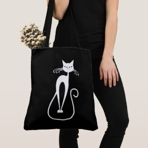 Bolsa Tote Saco de Tota Branca de Gato Branca Com Espinho