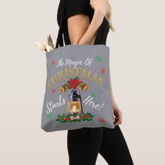 Bolsa Tote Saco de Tota Brilhante de Natal - Lanterna Festiva