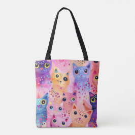 Bolsa Tote Saco de Tota Colorida Adorável | Whimsical Feline