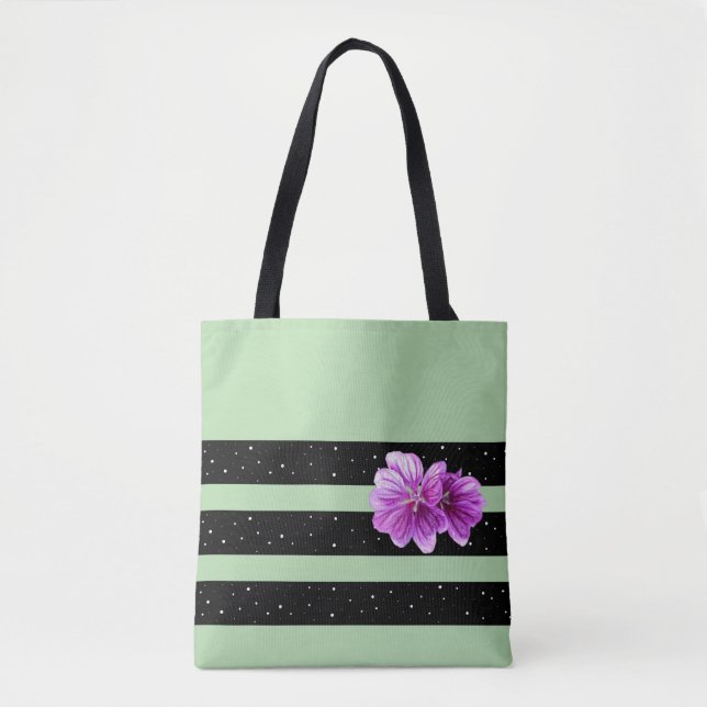 Bolsa Tote Saco de Tota com Destaque de Flor Roxo (Frente)