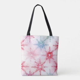 Bolsa Tote Saco de Tota com Floco de Neve Aquarela - Inverno