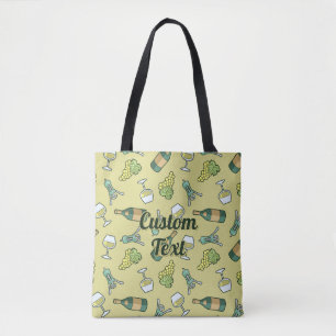 Bolsa Tote Saco de Tota com Padrão de Vinho Branco