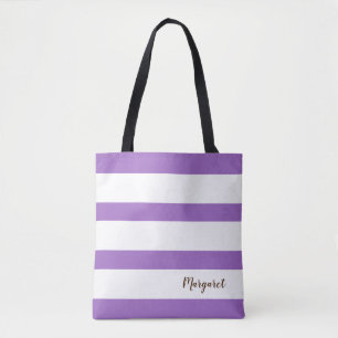 Bolsa Tote Saco de Tota com Strike Roxo e Branco Personalizad
