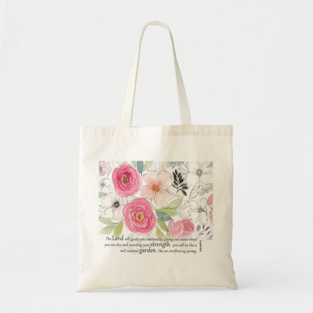 Bolsa Tote Saco de Tota de Aquarela com Escritura Isaiah 58:1 (Frente)