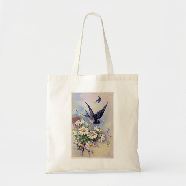 Bolsa Tote Saco De Tota De Aves E Flores (Frente)